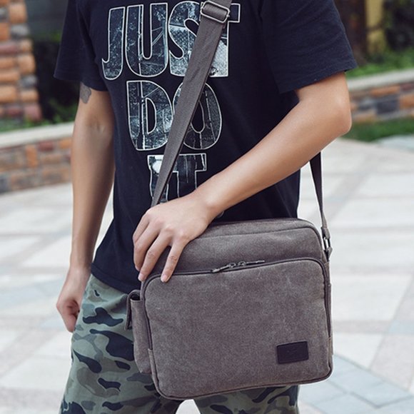 Messenger Bag Canvas Shoulder Bag for Women Multi-pocket Travel Purses - Picture 4 of 5